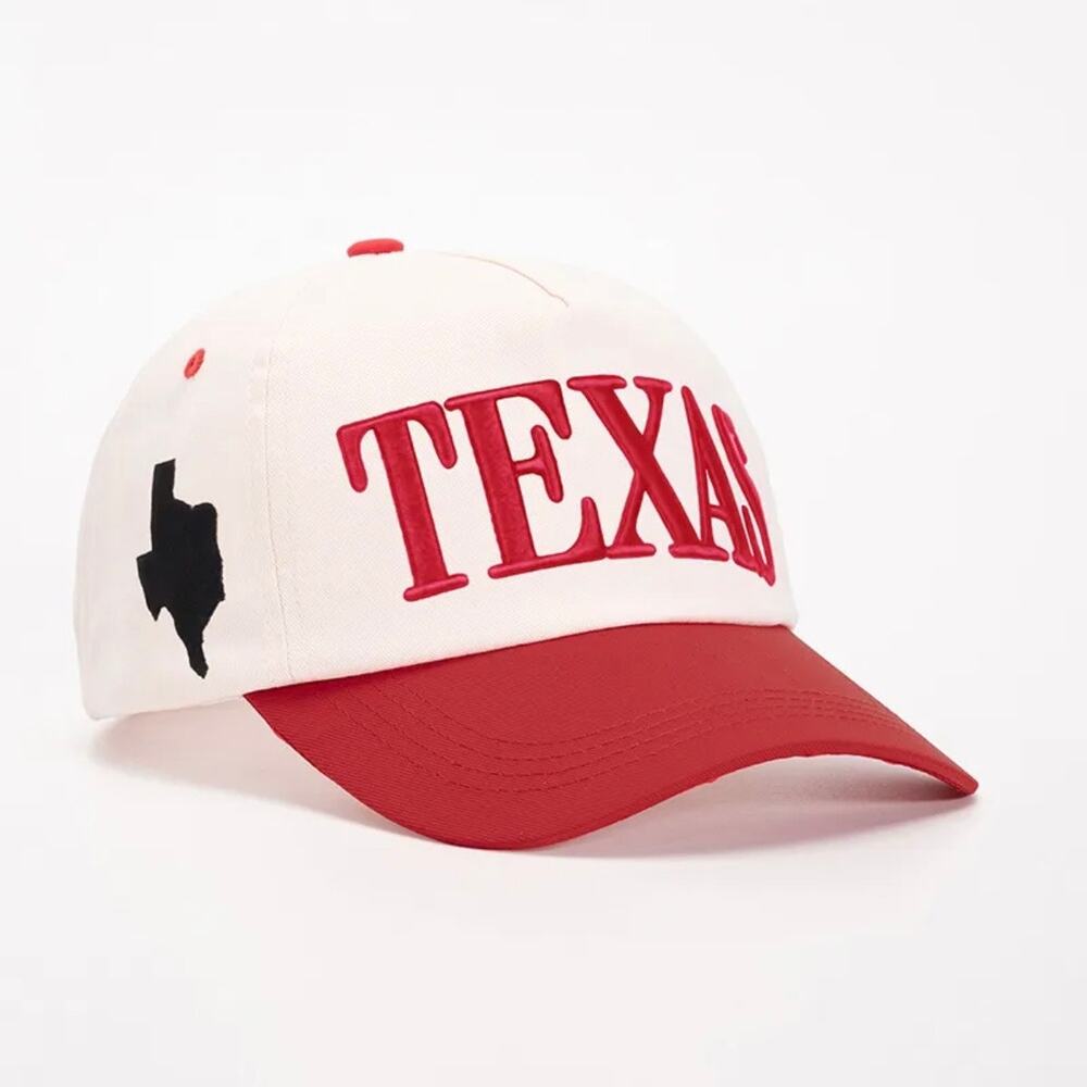 Texas Beige Red Baseball Hat Embroidered Adjustable Baseball Cap NWOT